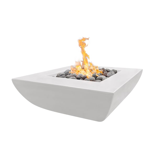 The Outdoor Plus 42 Square Avalon Fire Pit, GFRC Concrete, White, Low Voltage Electronic Ignition, Liquid Propane OPT-AVWLFP4242E12V-LIM-LP - main